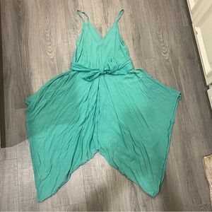 Flowy Teal Jumpsuit Cover-Up with Detachable Tie—OSFA